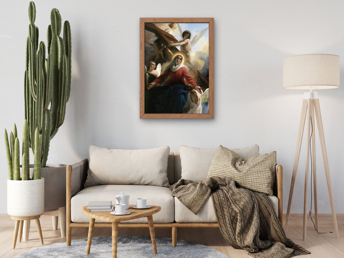The Virgin in Sorrow with Angels and the Symbols of the Passion by Francesco Hayez 1842, Wall Art Print, Fine Art Reproduction