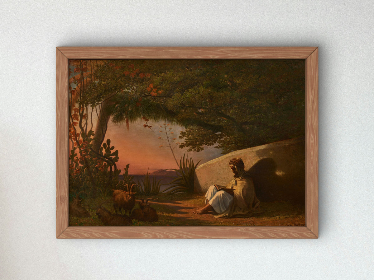 Reading the Koran by Charles Théodore Frère, Wall Art Print, Fine Art Reproduction, Museum Quality Decor, Poster