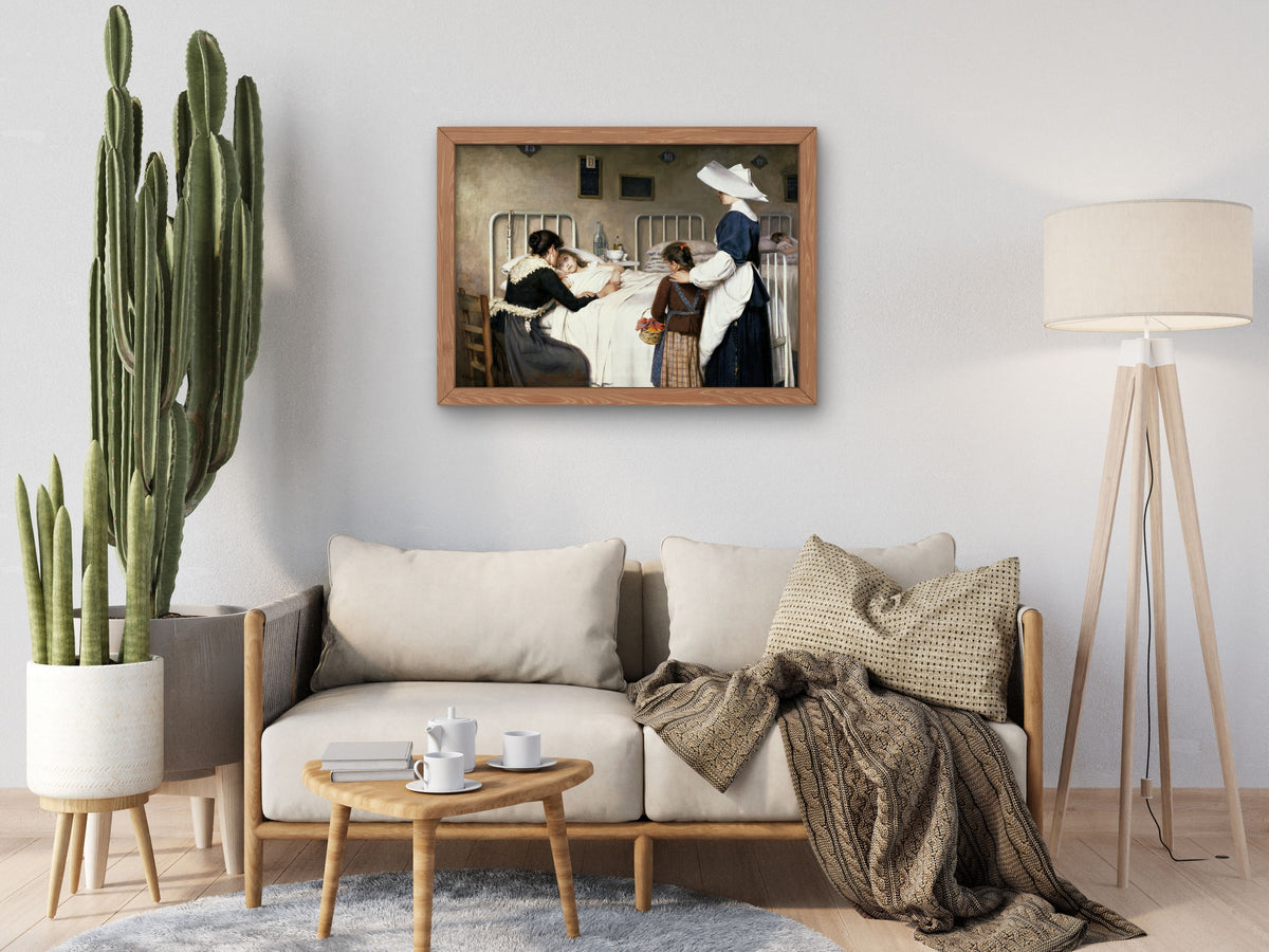 The Mother's Visit to the Hospital by Enrique Paternina García Cid 1892, Wall Art Print, Fine Art Reproduction, Museum Quality Decor, Poster