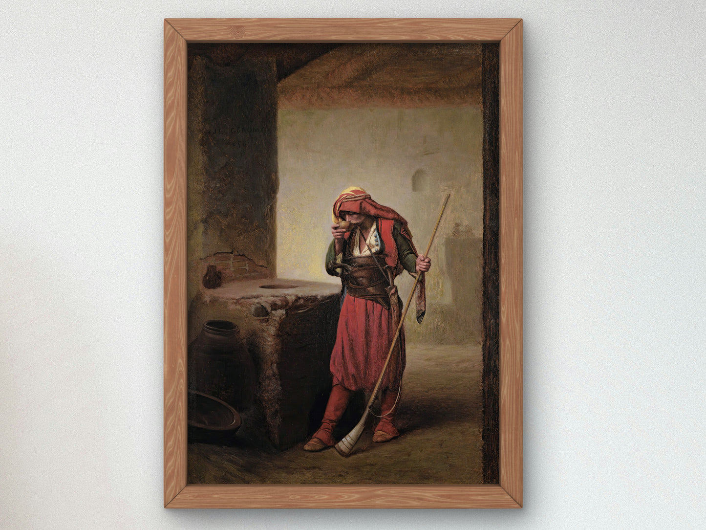 Arnaut Drinking by Jean Leon Gerome 1856, Wall Art Print, Fine Art Reproduction, Museum Quality Decor, Poster