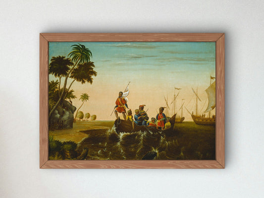 The Landing of Columbus by Edward Hicks 1837, Wall Art Print, Fine Art Reproduction, Museum Quality Decor, Poster