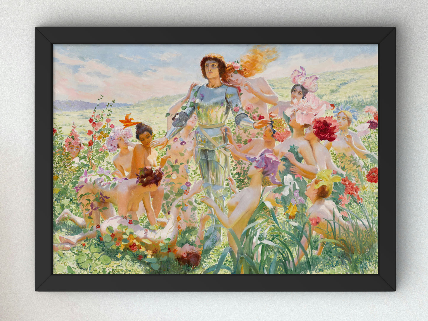 Le Chevalier aux Fleurs by Georges Antoine Rochegrosse, Wall Art Print, Fine Art Reproduction, Museum Quality Decor, Poster