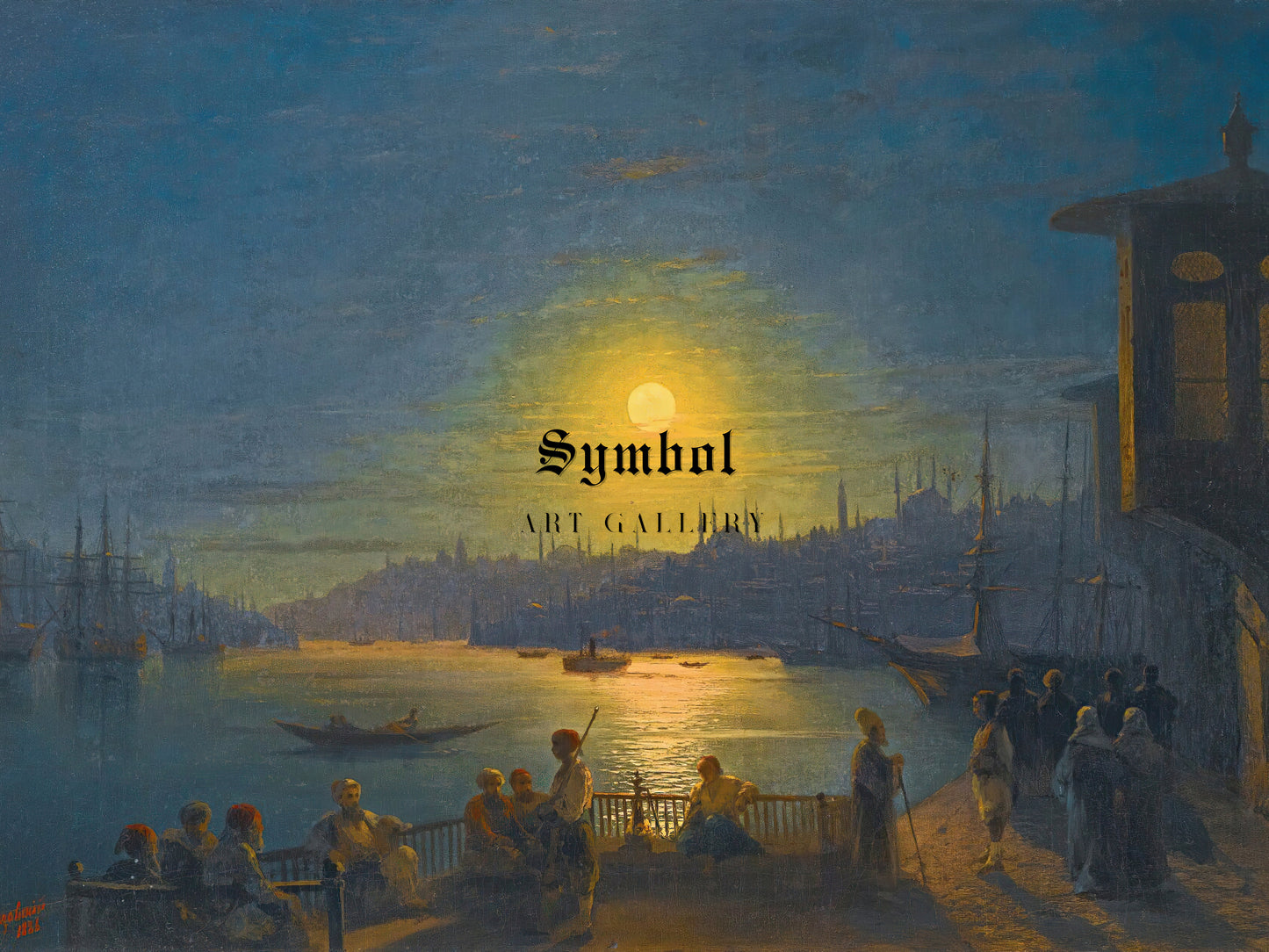 Moonrise Over the Golden Horn by Ivan Konstantinovich Aivazovsky 1886, Wall Art Print, Fine Art Reproduction, Museum Quality Decor, Poster