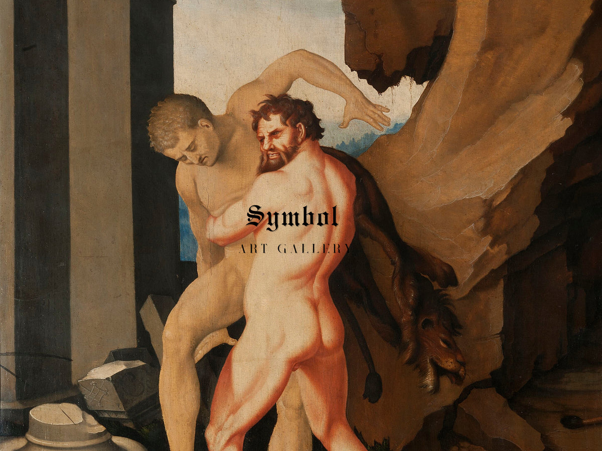 Hercules and Antaeus by Hans Baldung 1530, Wall Art Print, Fine Art Reproduction, Museum Quality Decor, Poster