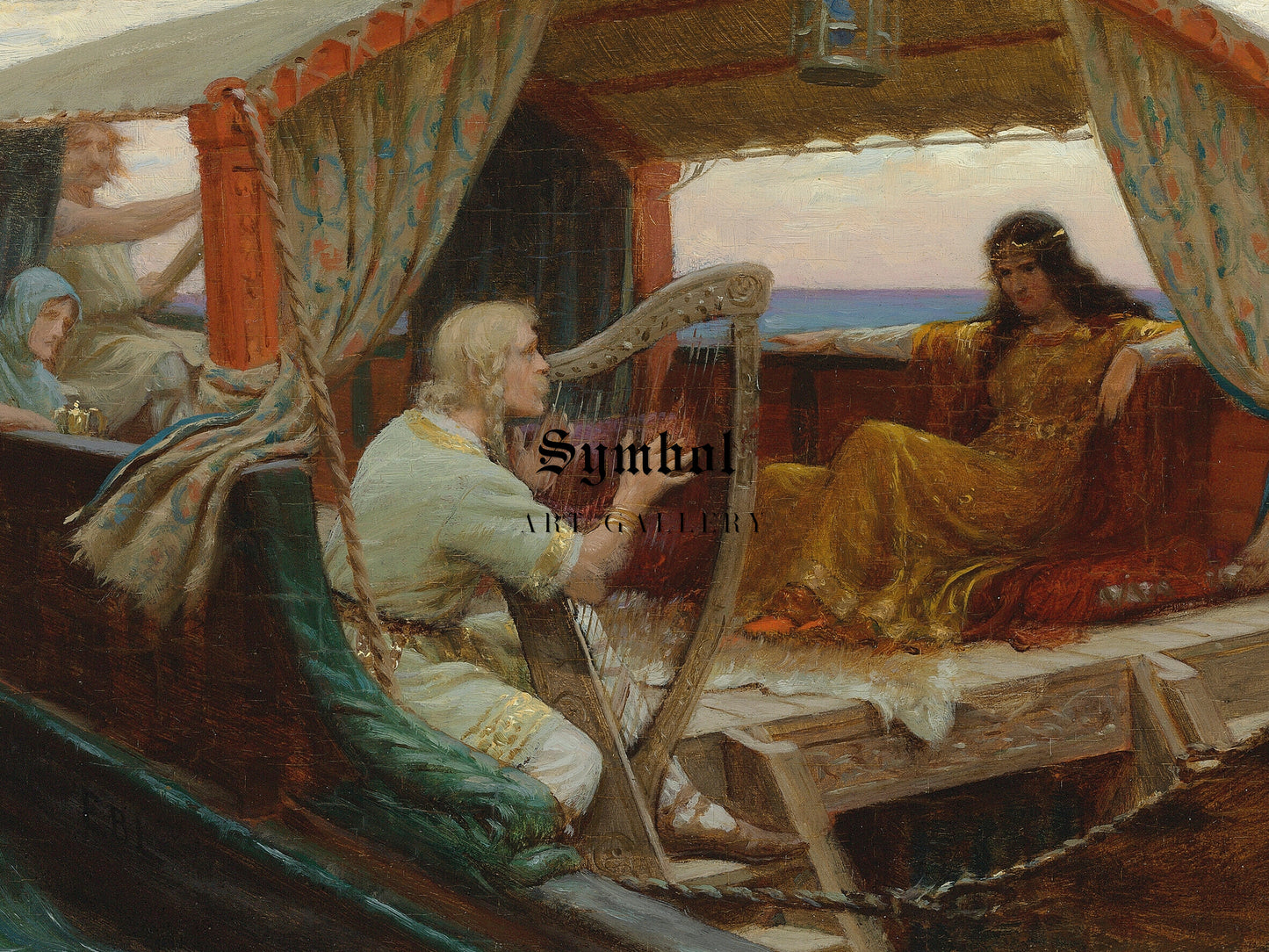Tristram and Isolde by Edmund Blair Leighton 1902, Wall Art Print, Fine Art Reproduction, Museum Quality Decor, Poster
