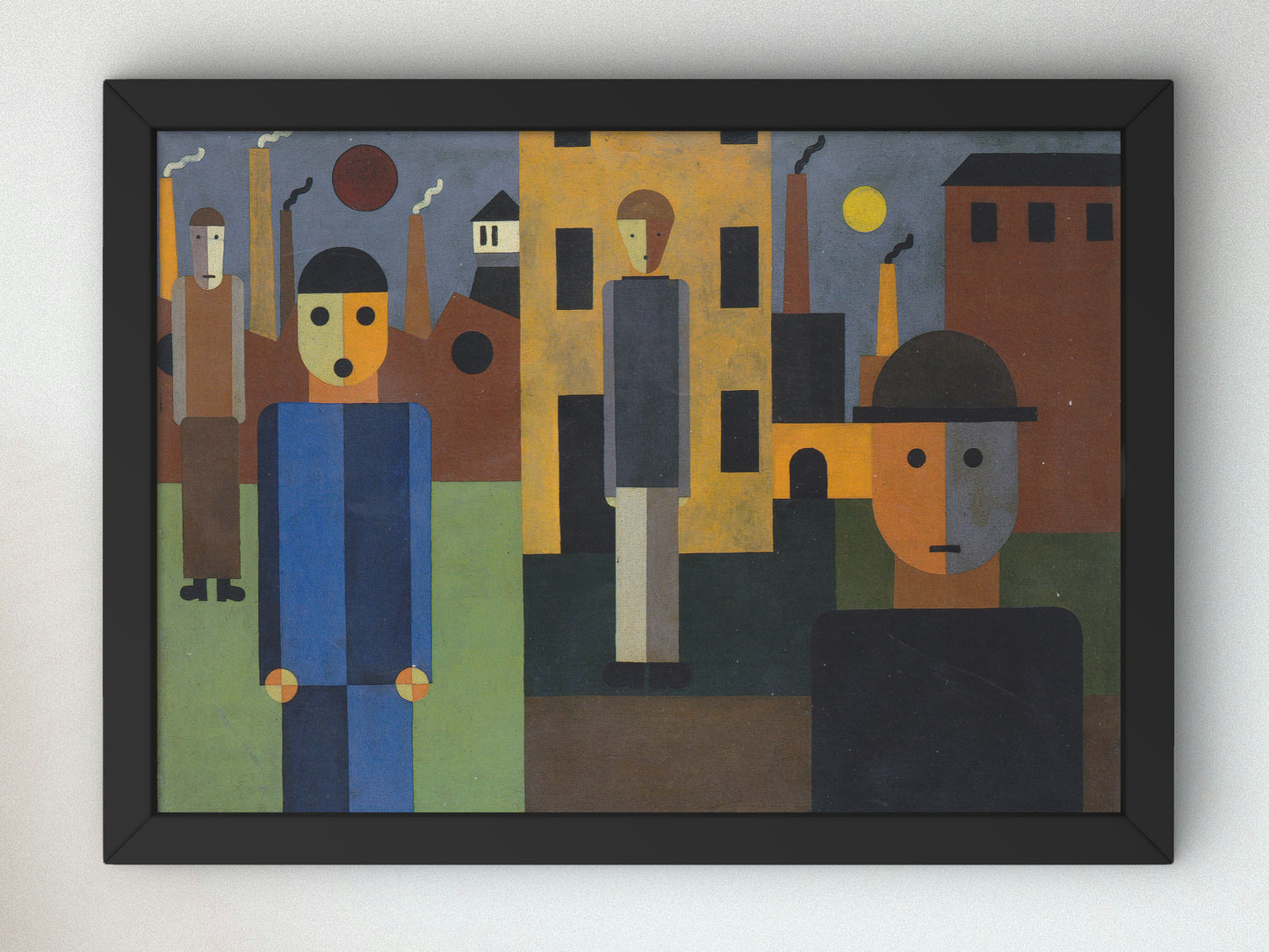 Four Men in front of Factories by Franz Wilhelm Seiwert 1926, Wall Art Print, Fine Art Reproduction, Museum Quality Decor, Poster