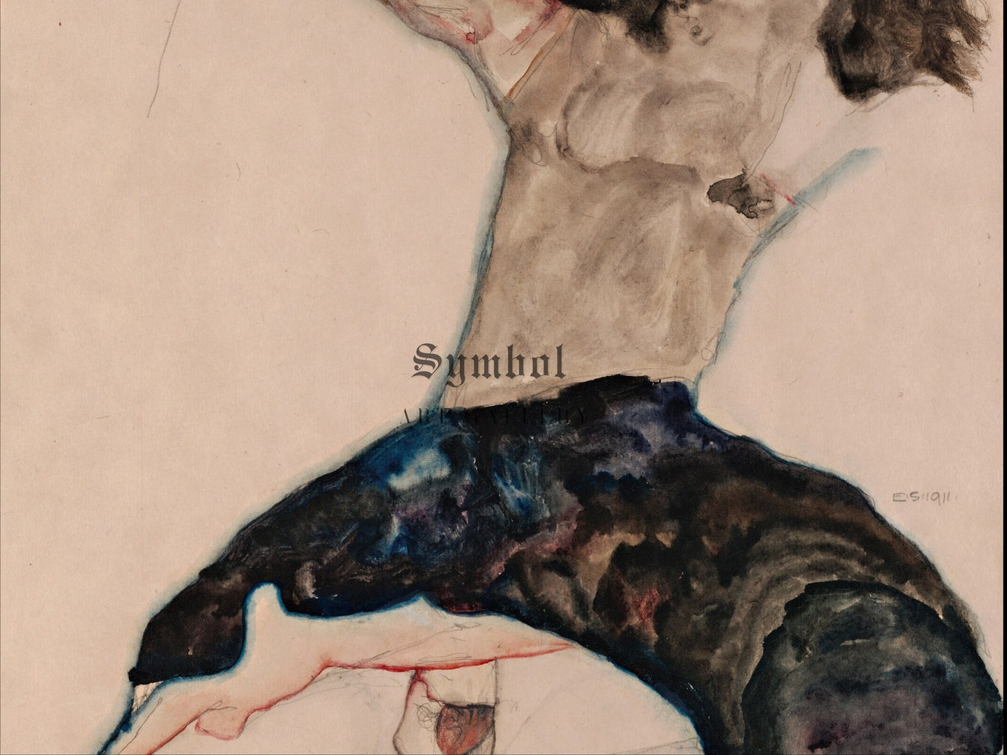 Black Haired Girl with Lifted Skirt by Egon Schiele 1911, Wall Art Print, Fine Art Reproduction, Museum Quality Decor, Poster