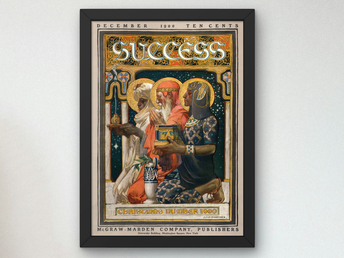Success Christmas Number by Joseph Christian Leyendecker 1900, Wall Art Print, Fine Art Reproduction, Museum Quality Decor, Poster