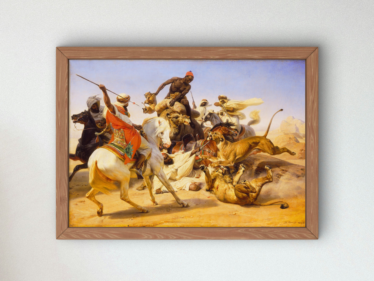 The Lion Hunt by Horace Vernet 1836, Wall Art Print, Fine Art Reproduction, Museum Quality Decor, Poster
