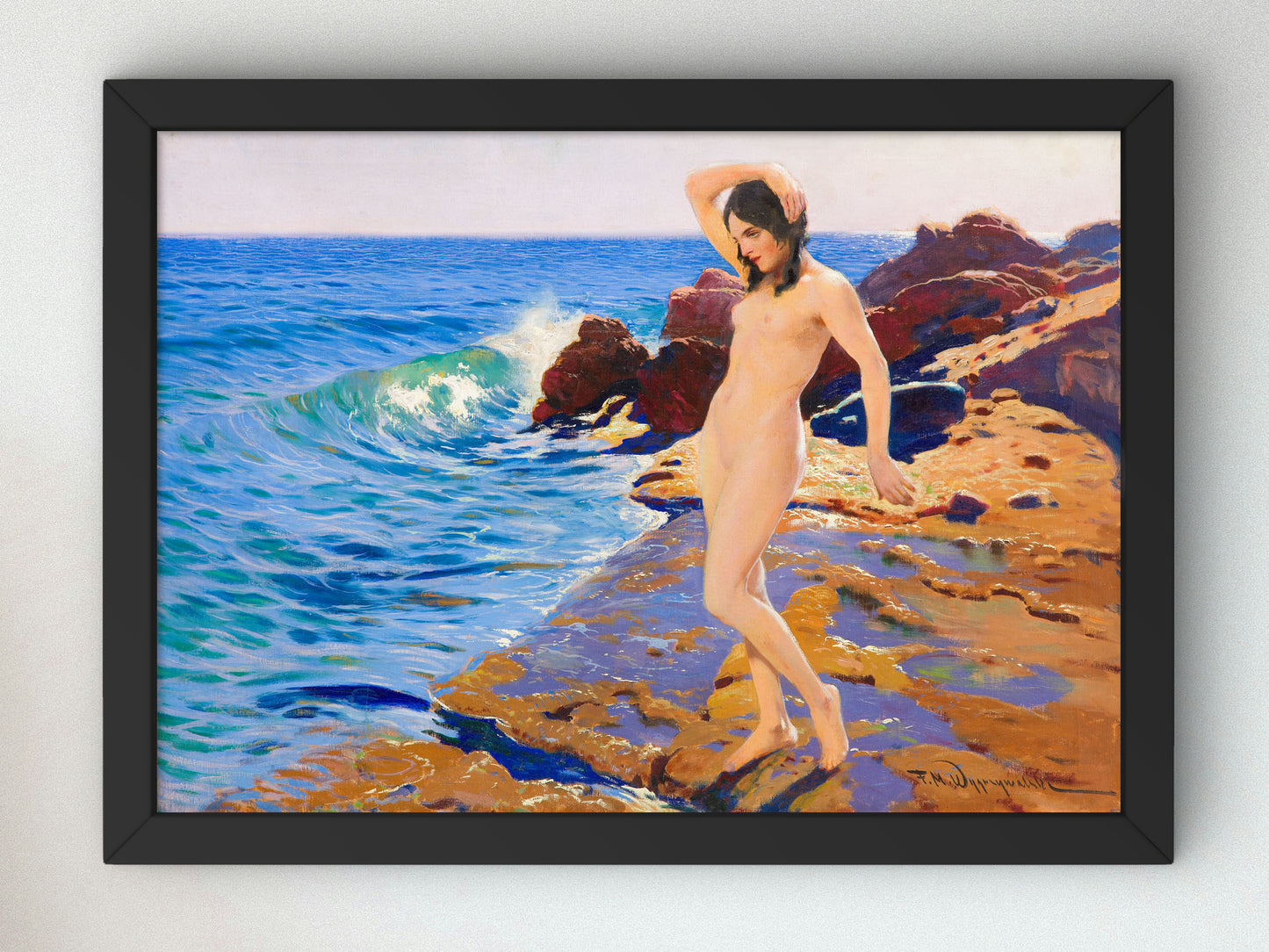 Nude on Capri by Feliks Michał Wygrzywalski, Wall Art Print, Fine Art Reproduction, Museum Quality Decor, Poster