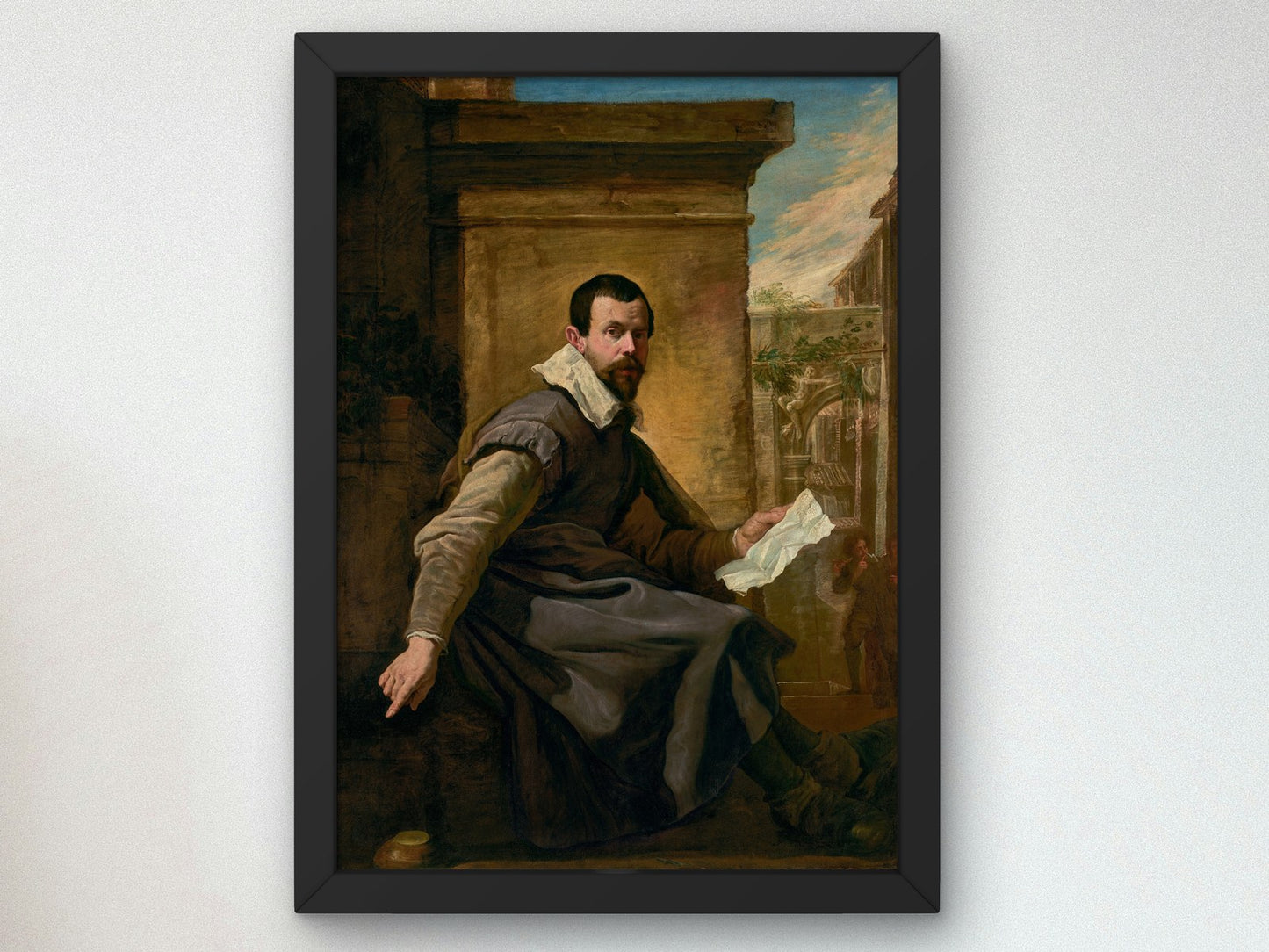 Portrait of a Man with a Sheet of Music by Domenico Fetti 1614, Wall Art Print, Fine Art Reproduction, Museum Quality Decor, Poster