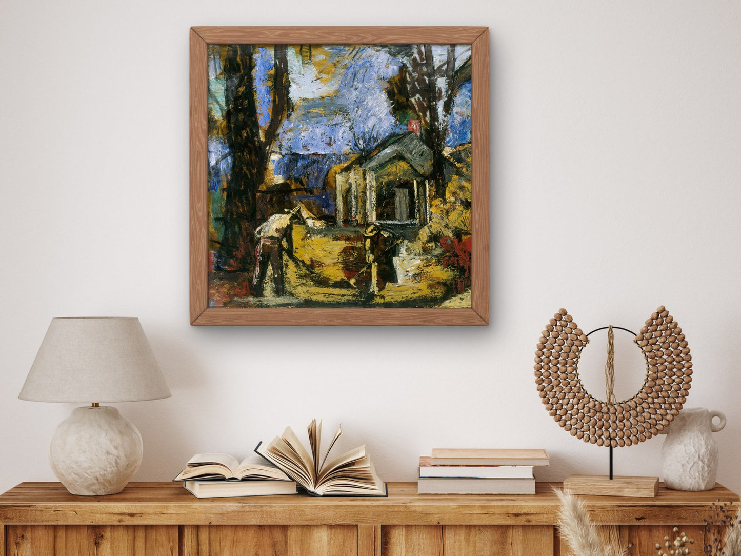 Raking Leaves by Charles Logasa 1939, Wall Art Print, Fine Art Reproduction, Museum Quality Decor, Poster
