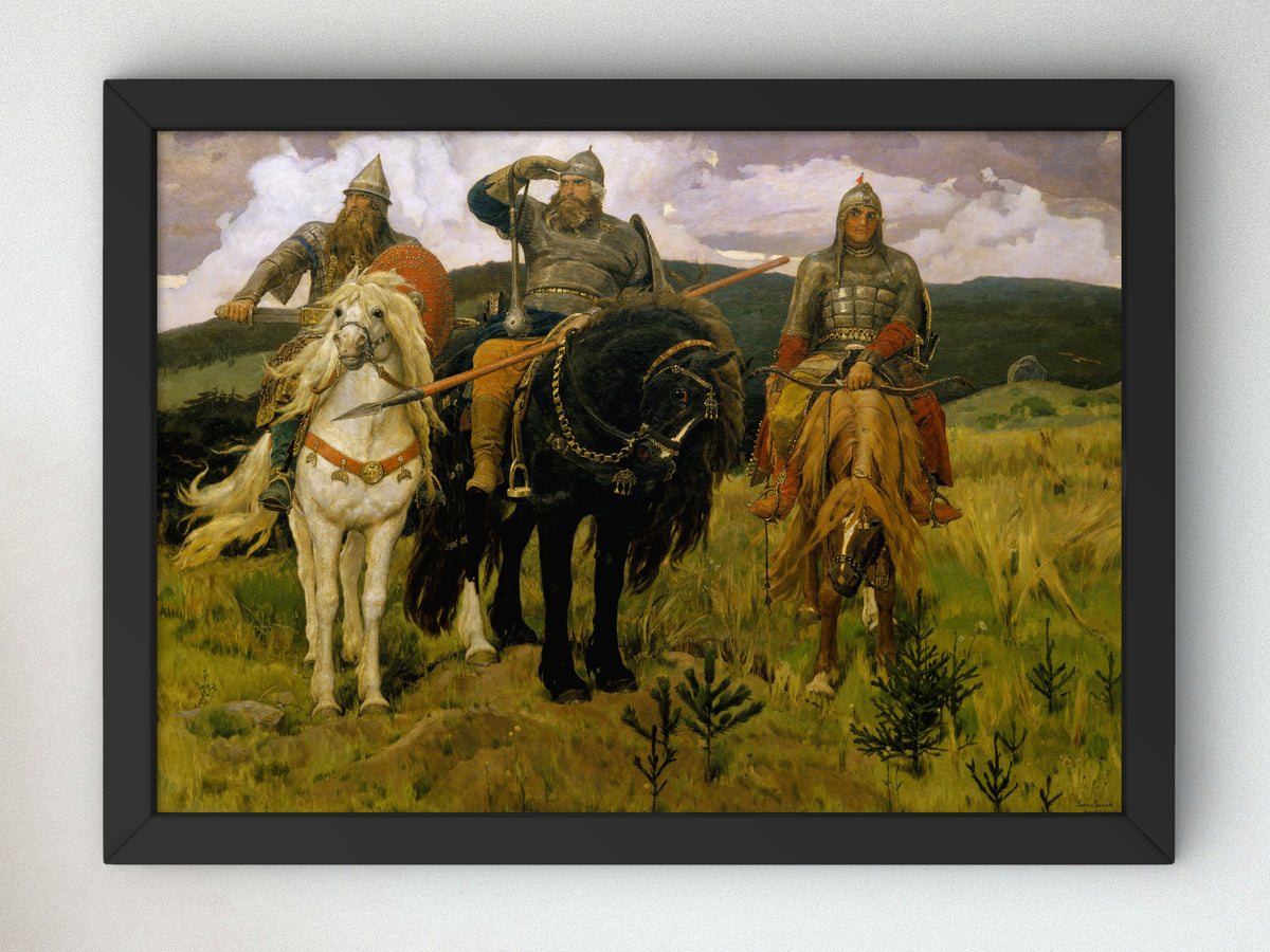 The Bogatyrs by Viktor Vasnetsov 1881, Wall Art Print, Fine Art Reproduction, Museum Quality Decor, Poster