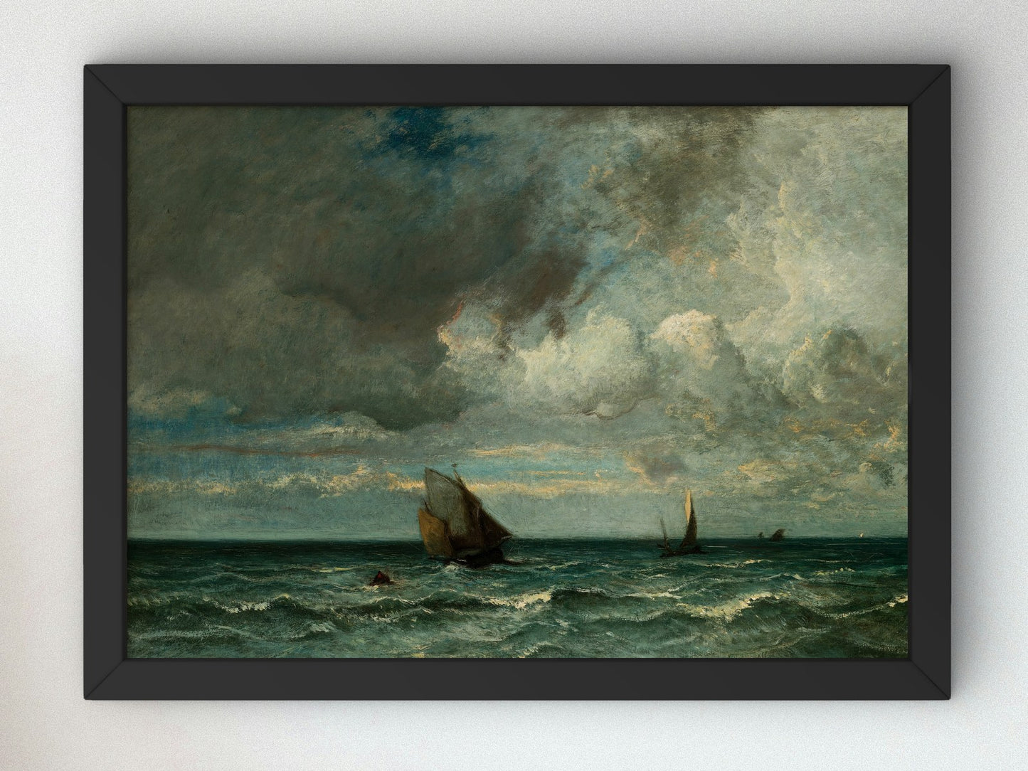 Barks Fleeing Before the Storm by Jules Dupré 1870, Wall Art Print, Fine Art Reproduction, Museum Quality Decor, Poster