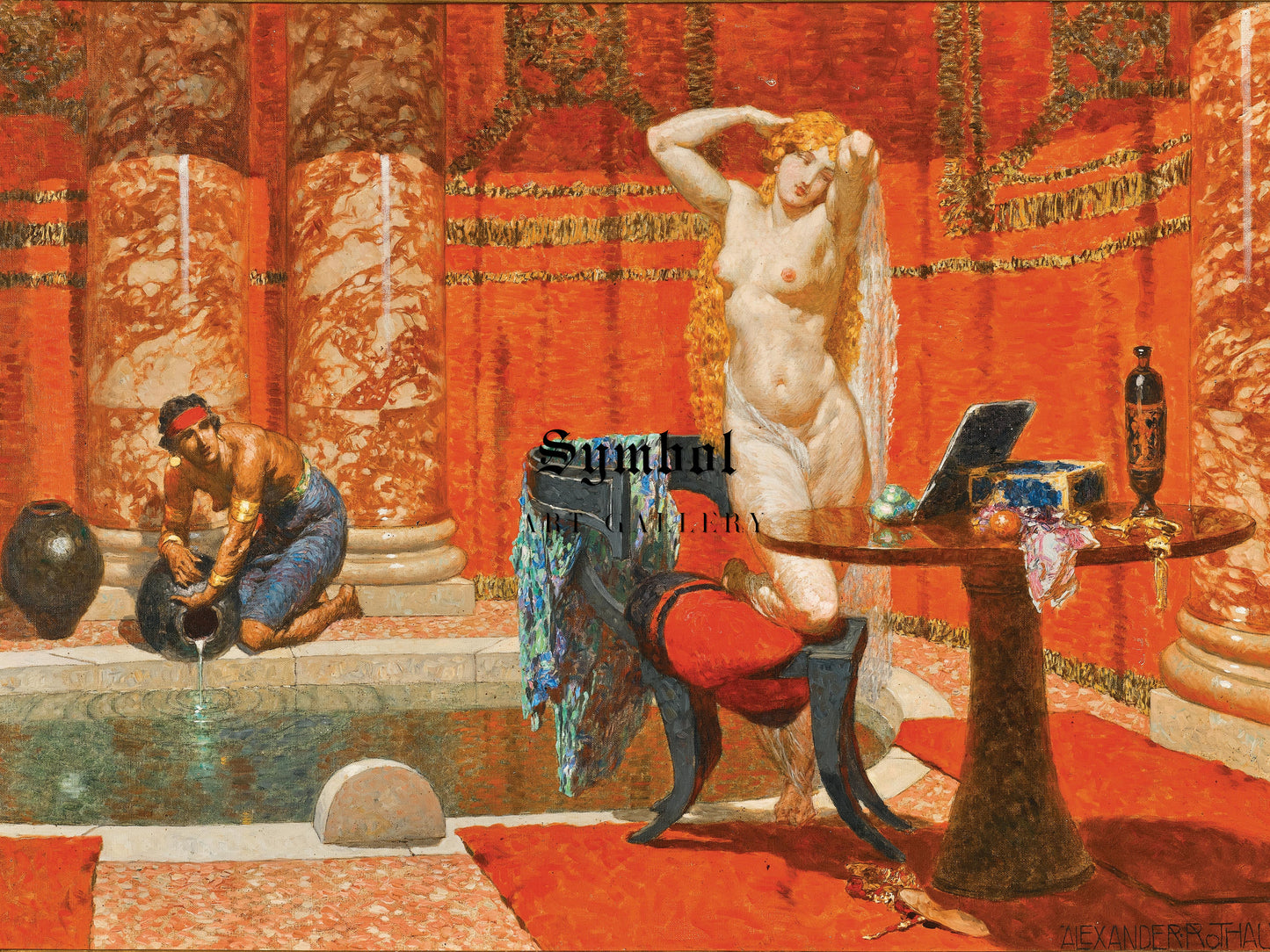 Admiration Pompeian Bath by Alexander Rothaug, Wall Art Print, Fine Art Reproduction, Museum Quality Decor, Poster