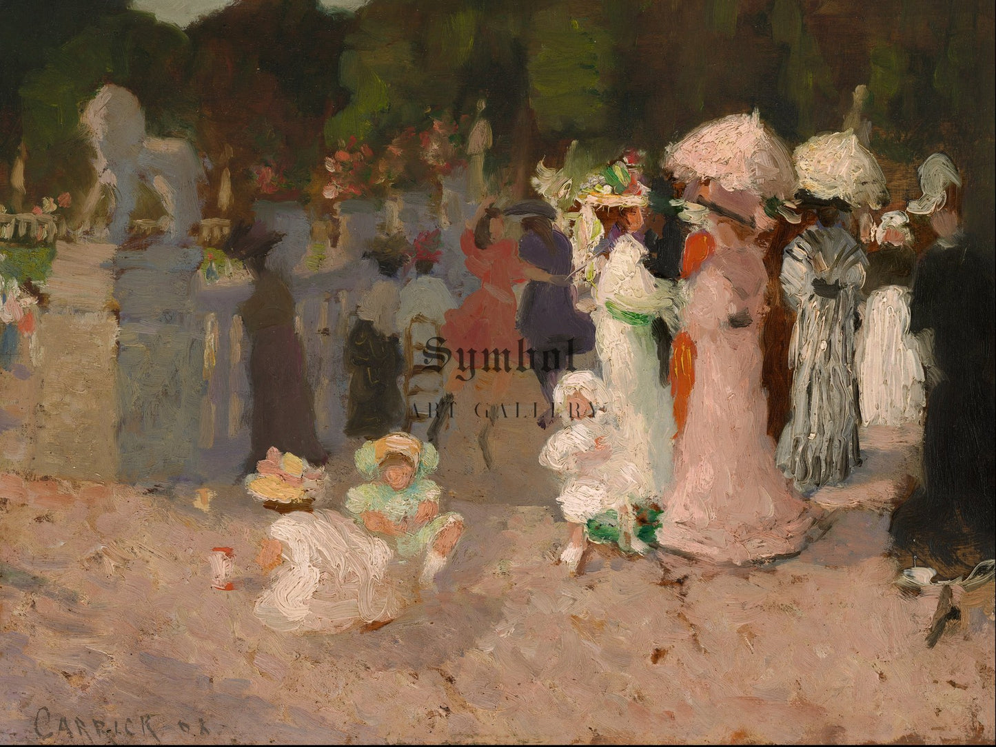 Paris Park Scene by Ethel Carrick 1906, Wall Art Print, Fine Art Reproduction, Museum Quality Decor, Poster