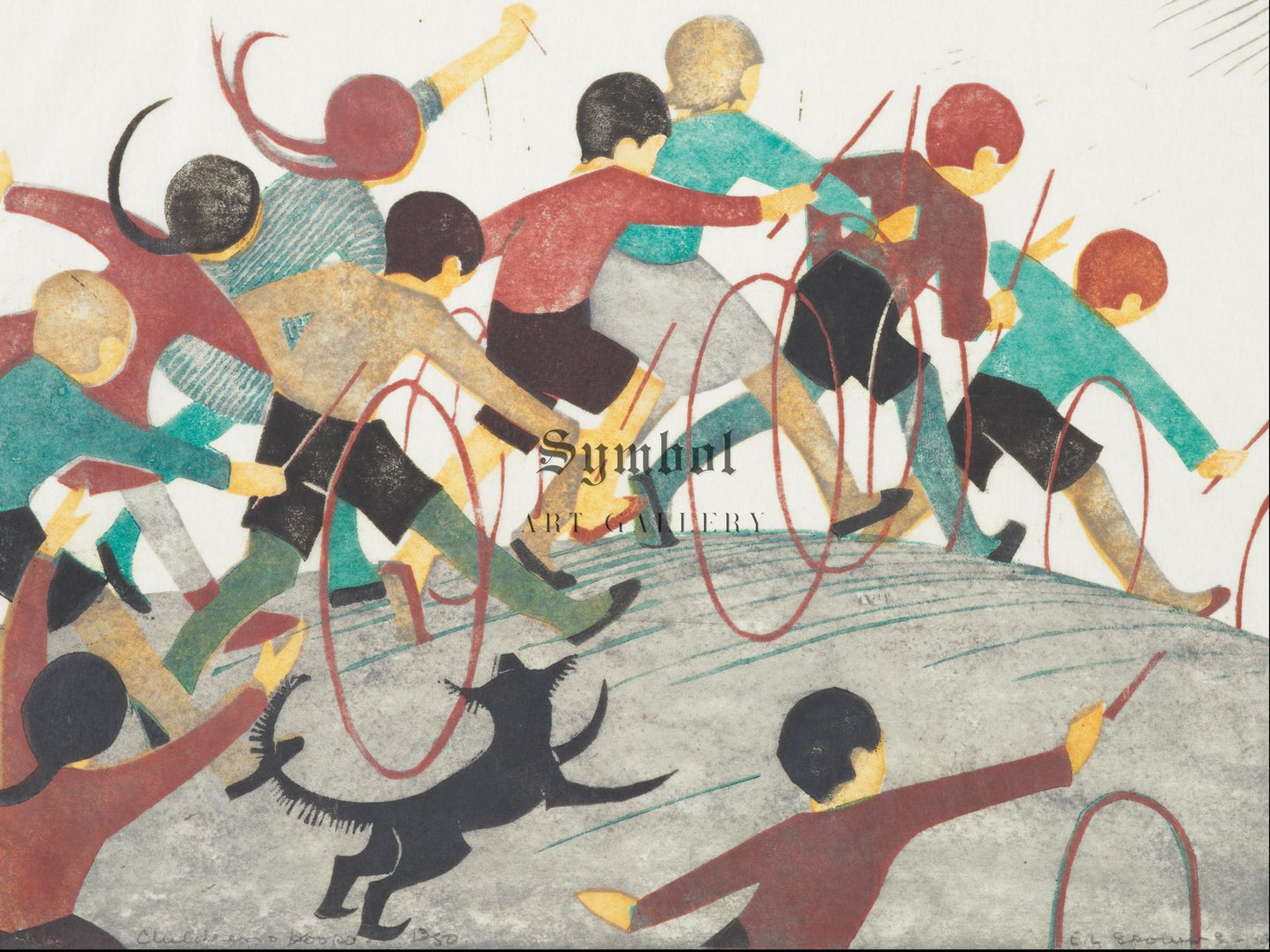 Children's Hoops by Ethel Spowers 1936, Wall Art Print, Fine Art Reproduction, Museum Quality Decor, Poster