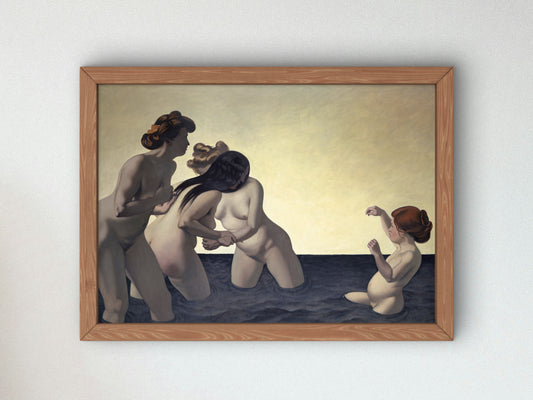 Three Women and One Little Girl Playing in the Water by Félix Vallotton 1907, Wall Art Print, Fine Art Reproduction, Museum Quality Decor