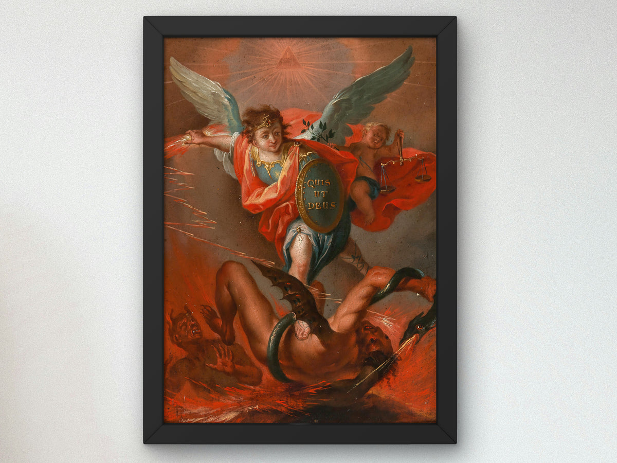 Archangel Michael Slaying the Dragon by Gottfried Bernhard Göz, Wall Art Print, Fine Art Reproduction, Museum Quality Decor, Poster
