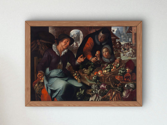 The Fruit and Vegetable Seller by Joachim Wtewael 1612, Wall Art Print, Fine Art Reproduction, Museum Quality Decor, Poster