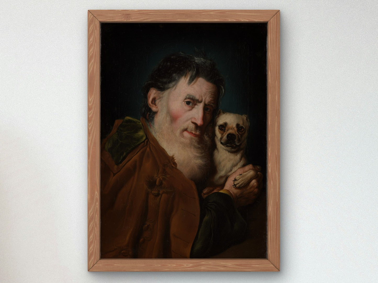 An Old Man with a Dog by Giacomo Ceruti 1740, Wall Art Print, Fine Art Reproduction, Museum Quality Decor, Poster