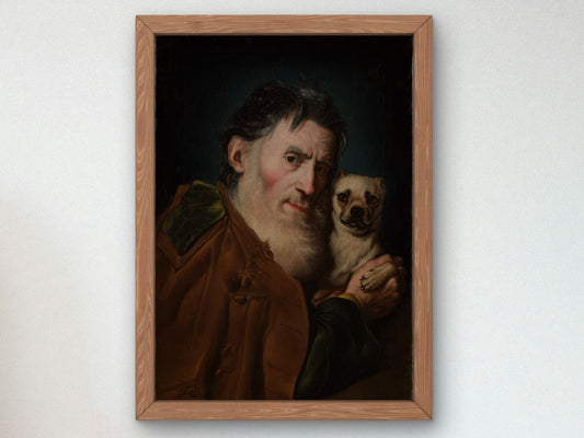 An Old Man with a Dog by Giacomo Ceruti 1740, Wall Art Print, Fine Art Reproduction, Museum Quality Decor, Poster