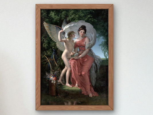 Erato, Muse of Lyrical Poetry by Charles Meynier 1800, Wall Art Print, Fine Art Reproduction, Museum Quality Decor, Poster