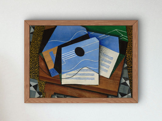 Guitar on a Table by Juan Gris 1915, Wall Art Print, Fine Art Reproduction, Museum Quality Decor, Poster
