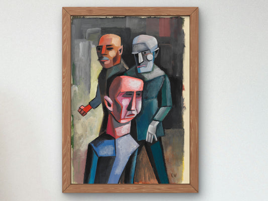 Three Men by Karl Wiener 1935, Wall Art Print, Fine Art Reproduction, Museum Quality Decor, Poster
