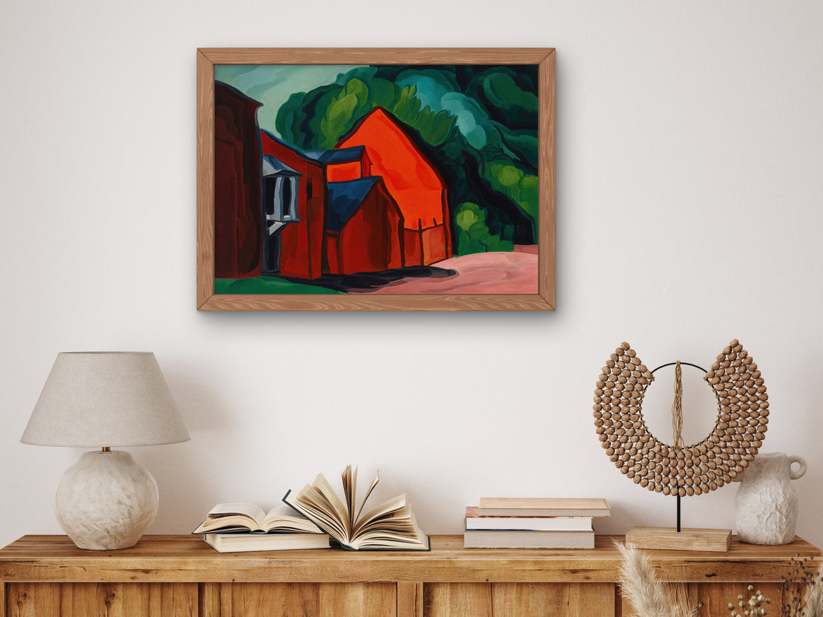 Farmyard by Oscar Bluemner 1928, Wall Art Print, Fine Art Reproduction, Museum Quality Decor, Poster