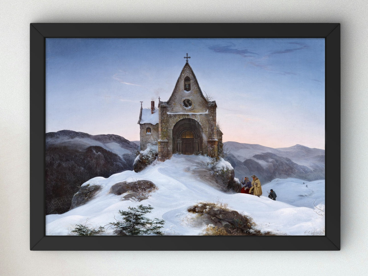 Bergkapelle im Winter by Ernst Ferdinand Oehme 1842, Wall Art Print, Fine Art Reproduction, Museum Quality Decor, Poster
