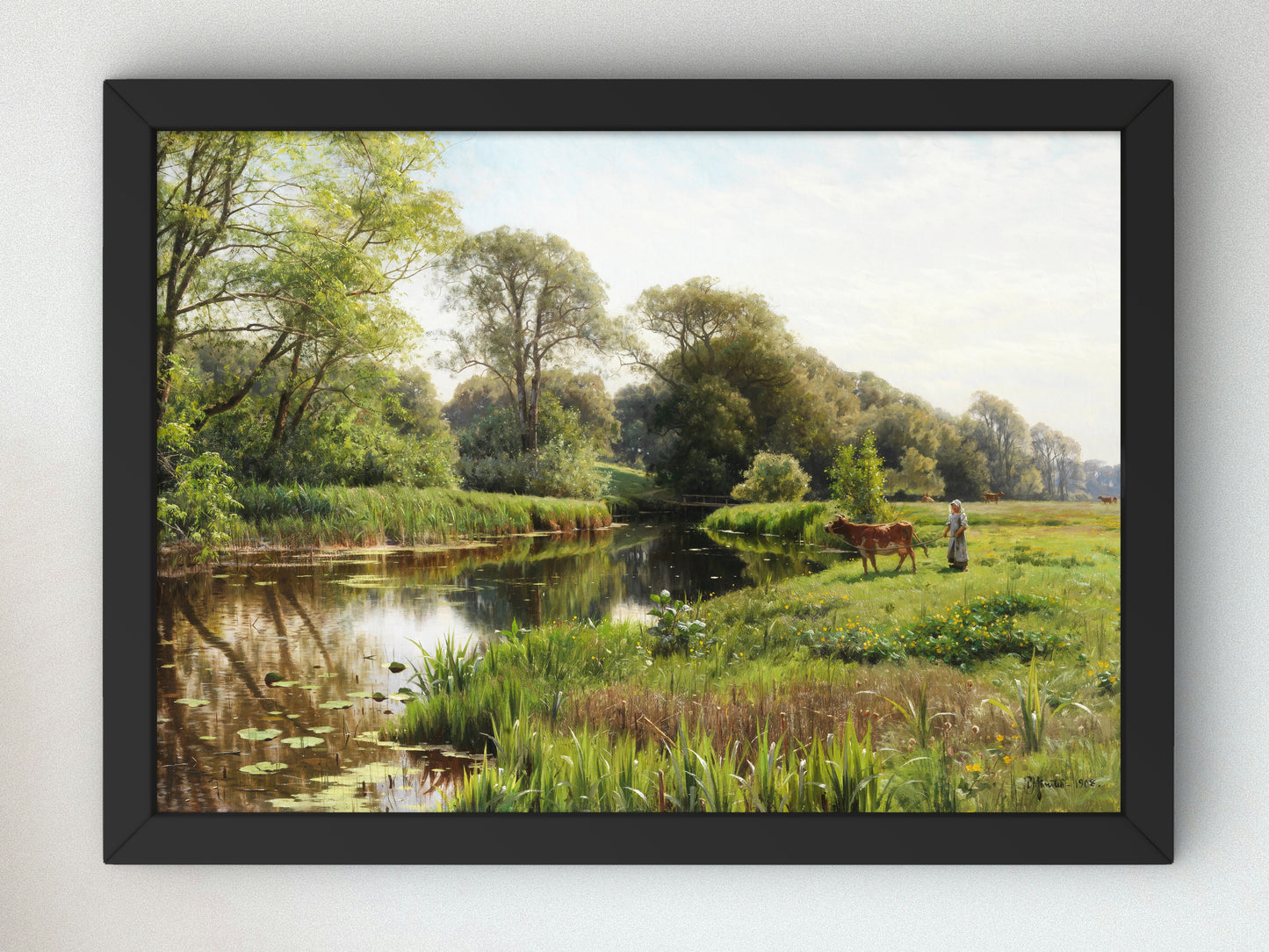 By the River by Peder Mørk Mønsted 1908, Wall Art Print, Fine Art Reproduction, Museum Quality Decor, Poster