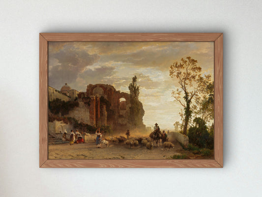 Country Road near Naples with Vesuvius in the Background by Oswald Achenbach, Wall Art Print, Fine Art Reproduction, Museum Quality Decor