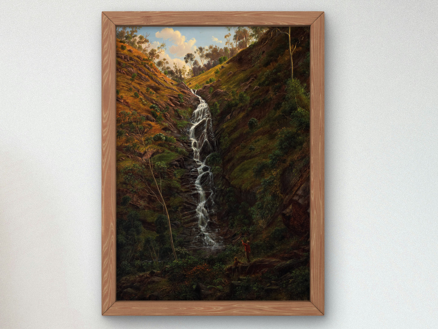 Waterfall, Strath Creek by Eugene von Guérard 1862, Wall Art Print, Fine Art Reproduction, Museum Quality Decor, Poster