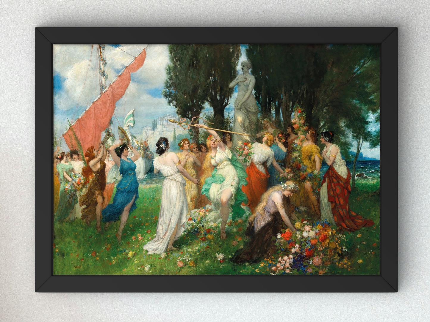 The Spring Festival of Flora before the Acropolis by Ferdinand Leeke, Wall Art Print, Fine Art Reproduction, Museum Quality Decor, Poster