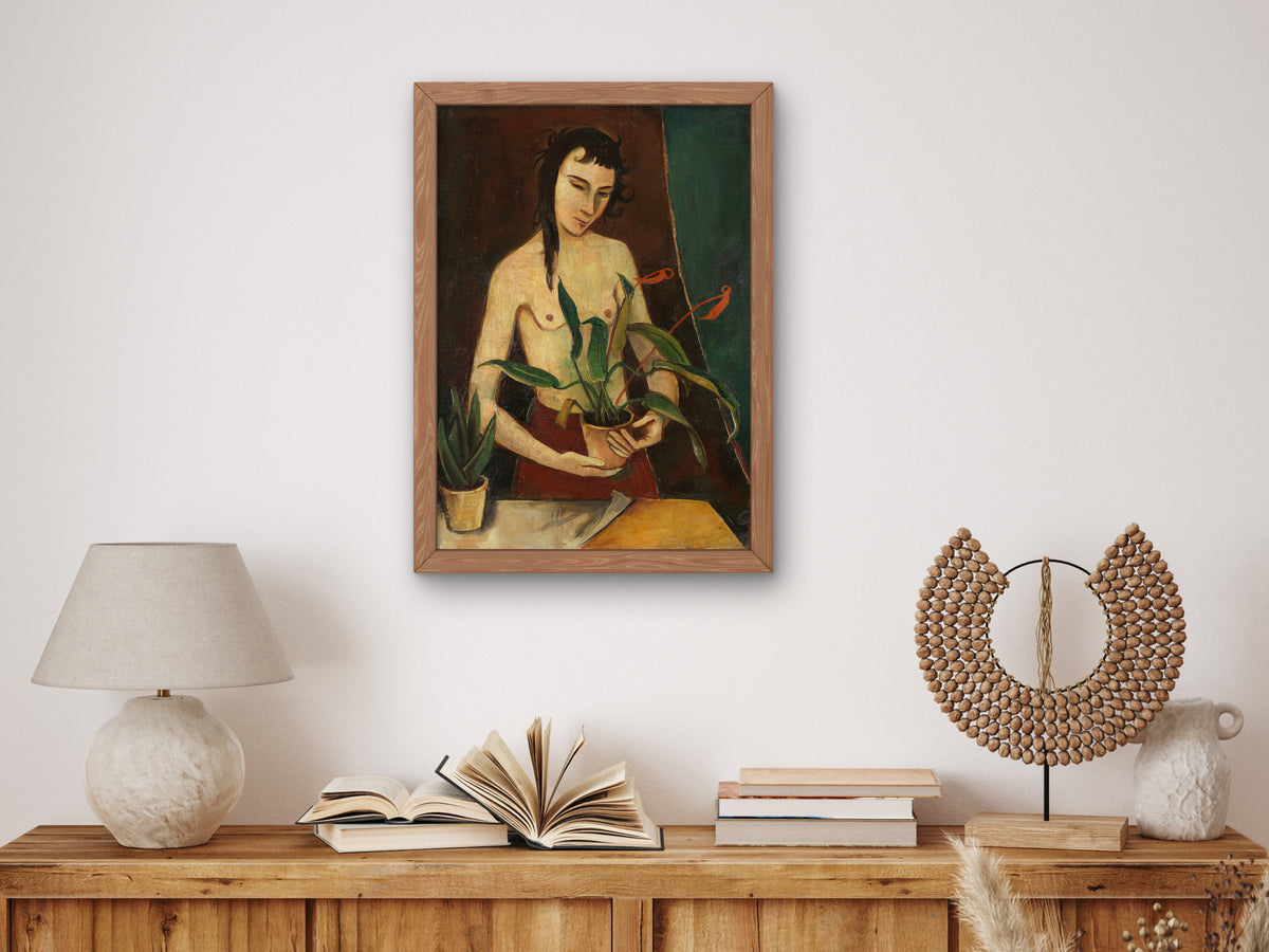 Woman with Plants by Karl Hofer 1922, Wall Art Print, Fine Art Reproduction, Museum Quality Decor, Poster