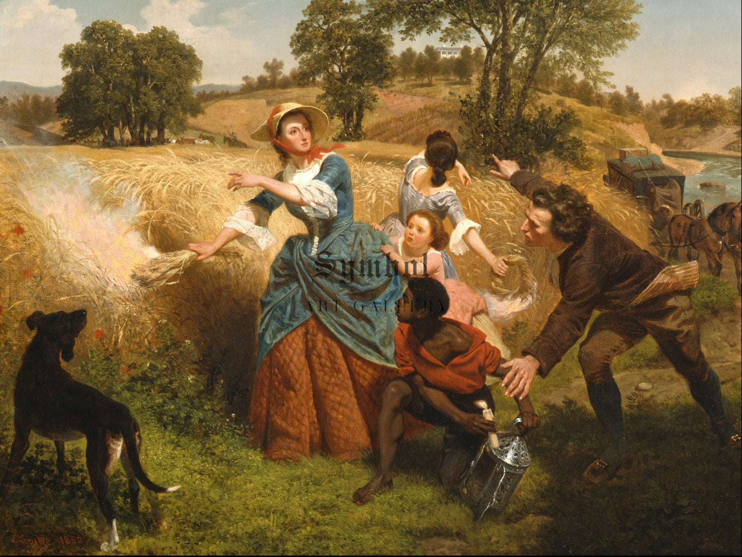 Mrs. Schuyler Burning Her Wheat Fields on the Approach of the British by Emanuel Gottlieb Leutze 1852, Wall Art Print, Fine Art Reproduction