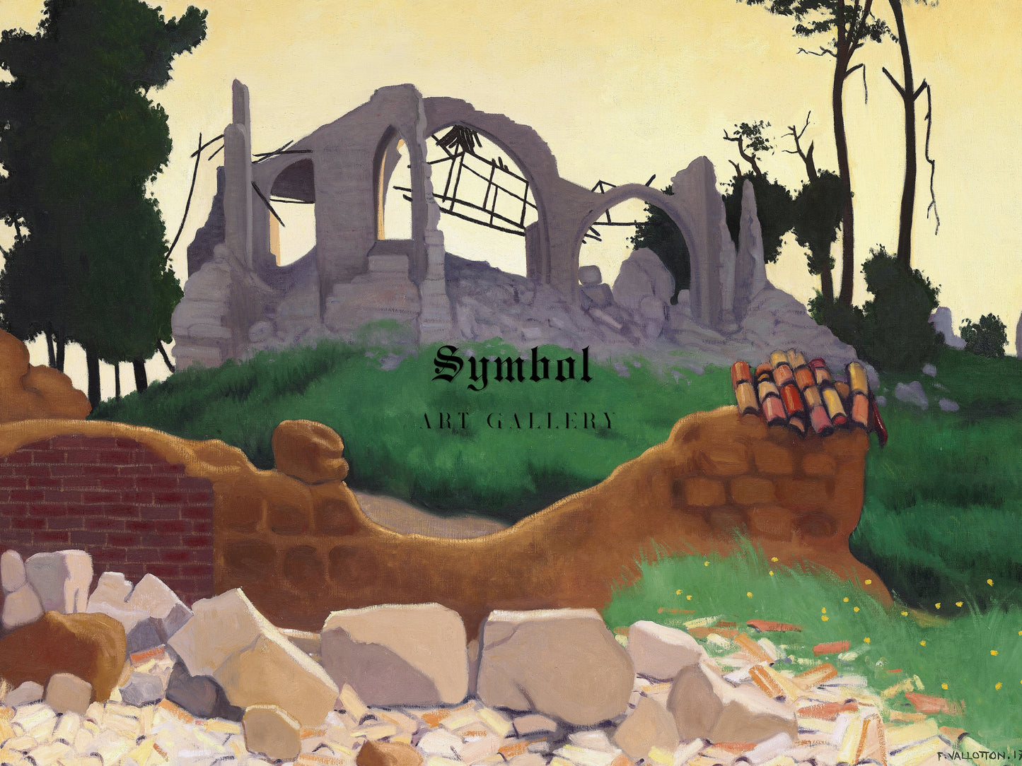 The Church of Souain by Félix Vallotton 1917, Wall Art Print, Fine Art Reproduction, Museum Quality Decor, Poster