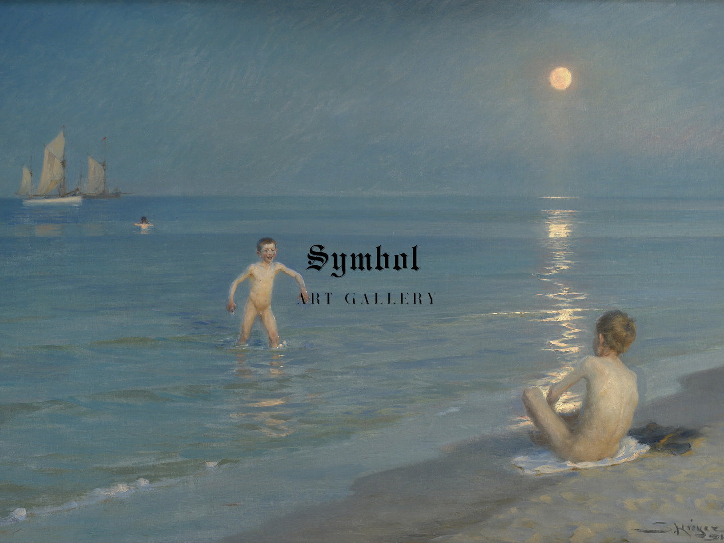 Boys Bathing at Skagen by Peder Severin Krøyer 1899, Wall Art Print, Fine Art Reproduction, Museum Quality Decor, Poster