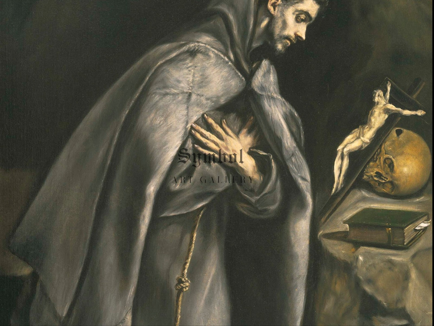 Saint Francis Venerating the Crucifix by El Greco 1595, Wall Art Print, Fine Art Reproduction, Museum Quality Decor, Poster