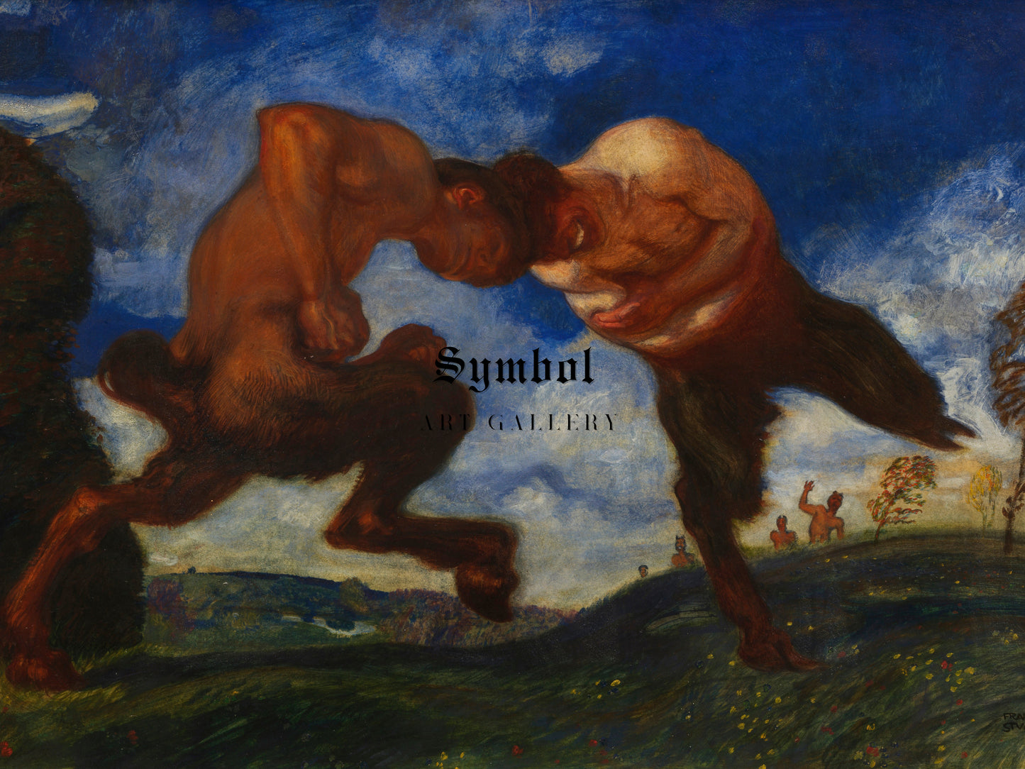 Fighting Fauns by Franz von Stuck 1898, Wall Art Print, Fine Art Reproduction, Museum Quality Decor, Poster