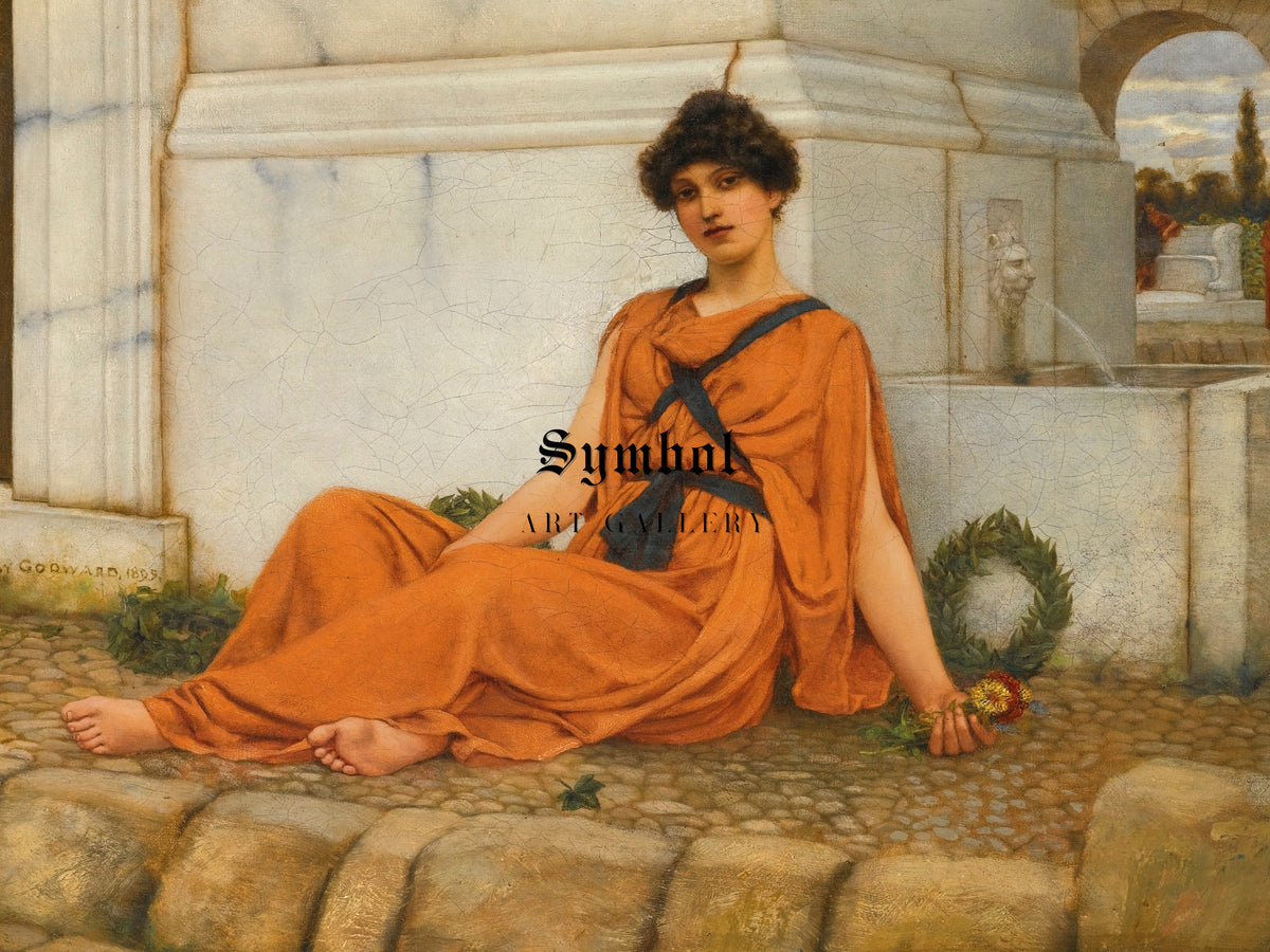 Repose by John William Godward 1899, Wall Art Print, Fine Art Reproduction, Museum Quality Decor, Poster