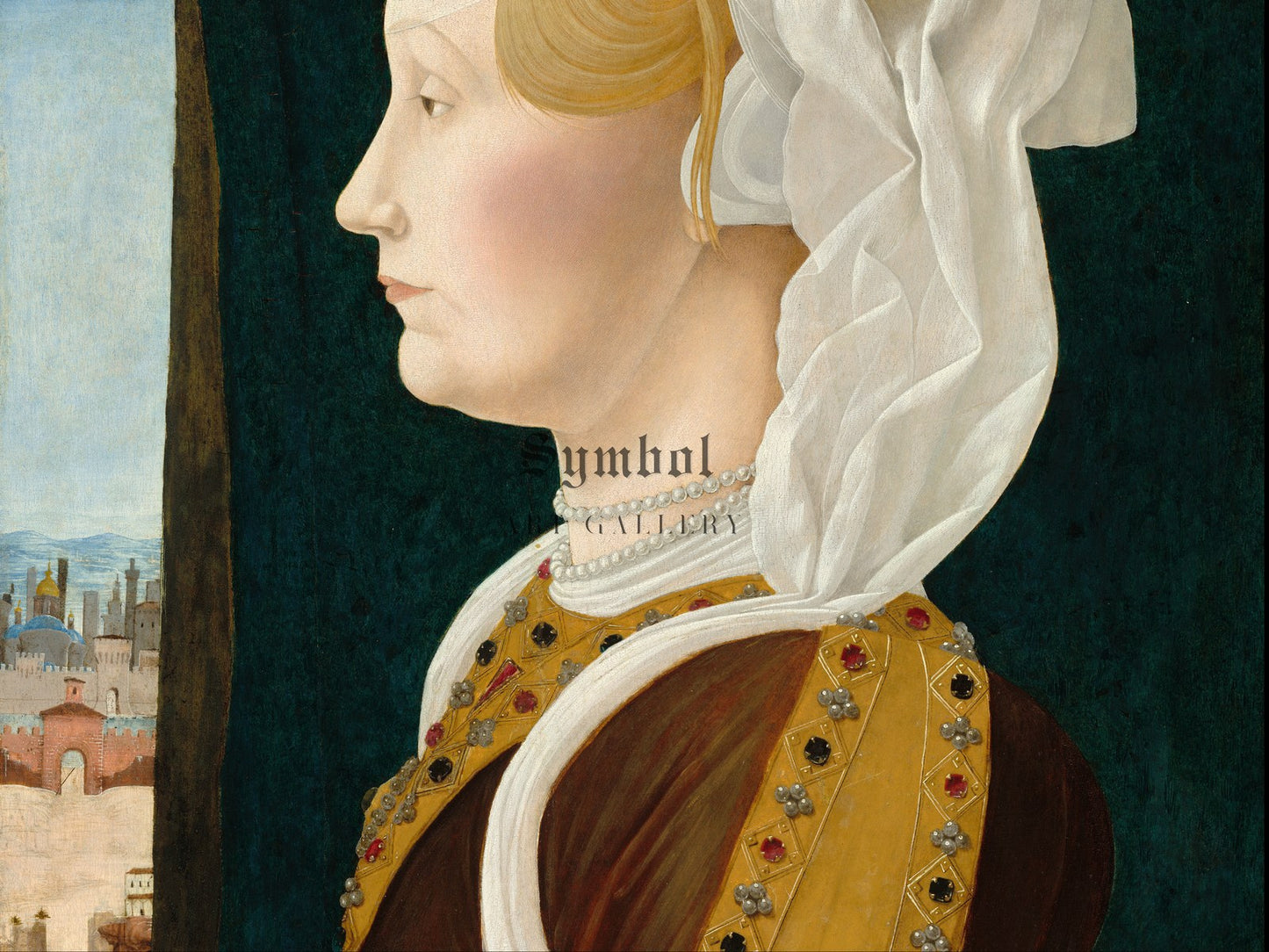 Portrait of Ginevra Bentivoglio by Ercole de' Roberti 1475, Wall Art Print, Fine Art Reproduction, Museum Quality Decor, Poster