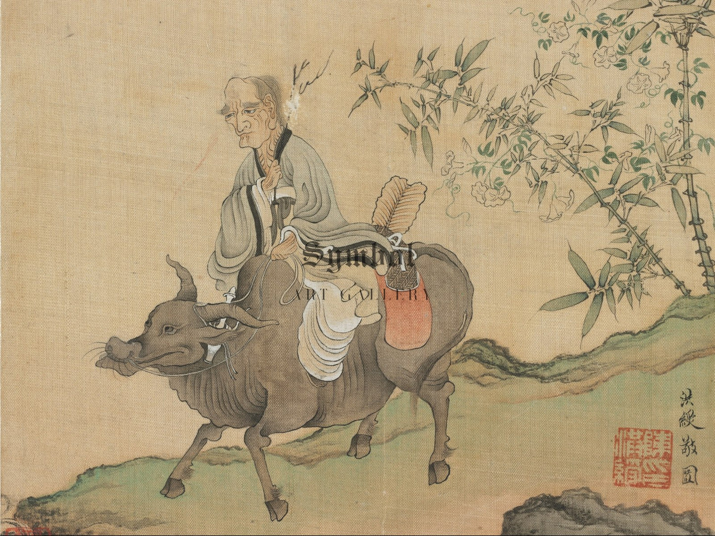 Laozi Riding an Ox by Chen Hongshou 1598, Wall Art Print, Fine Art Reproduction, Museum Quality Decor, Poster