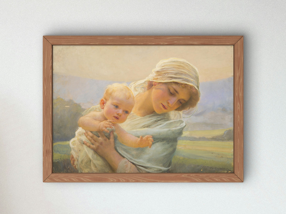 Mother with a Child by František Dvořák, Wall Art Print, Fine Art Reproduction, Museum Quality Decor, Poster