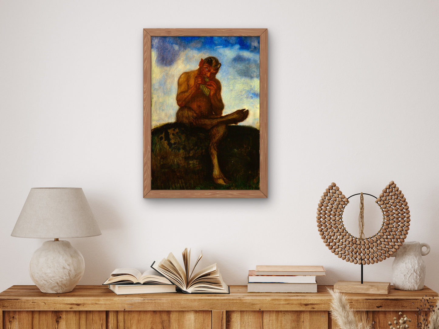 Seated Pan with Flute by Franz von Stuck 1895, Wall Art Print, Fine Art Reproduction, Museum Quality Decor, Poster