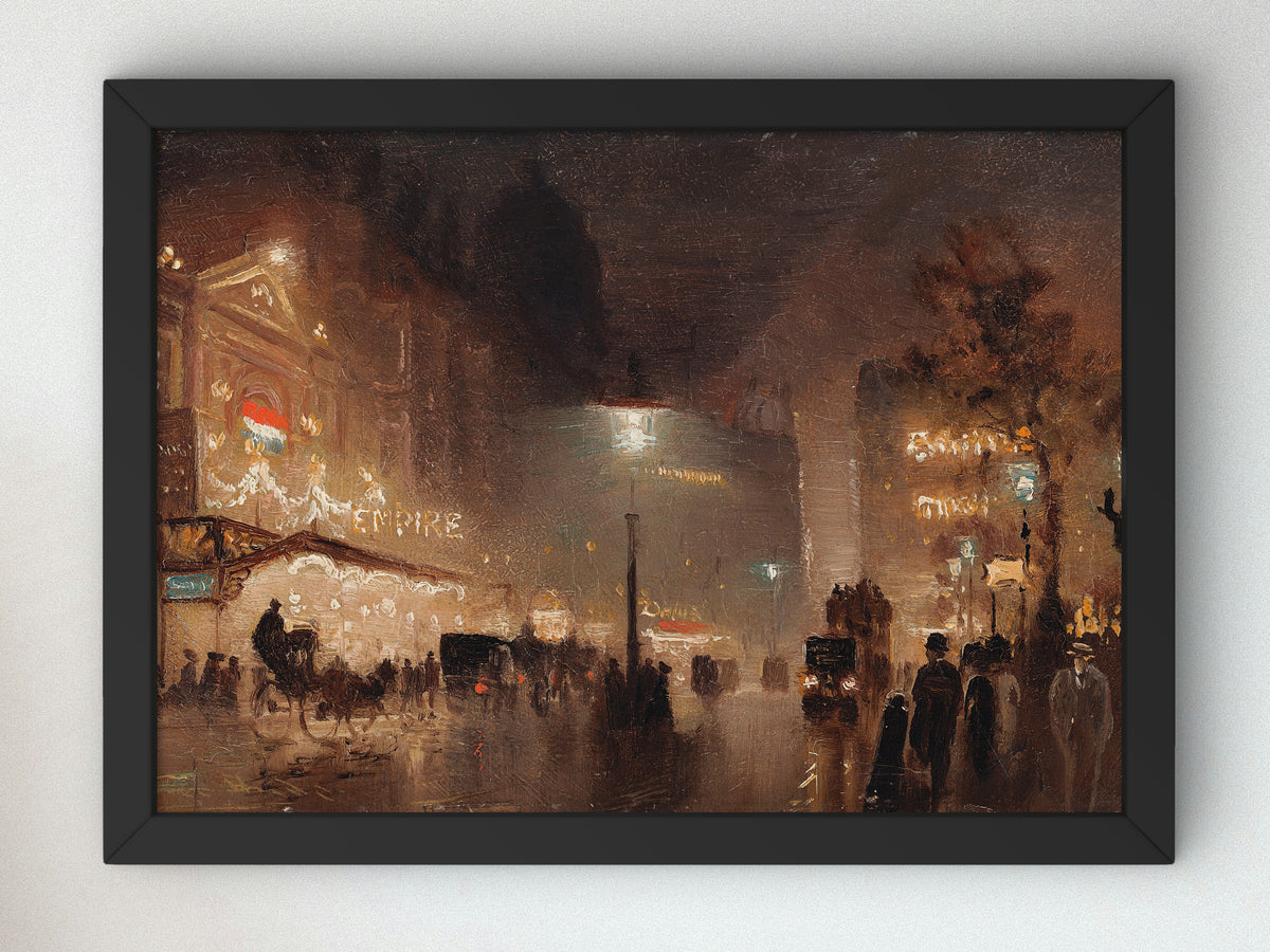 Leicester Square by George Hyde Pownall, Wall Art Print, Fine Art Reproduction, Museum Quality Decor, Poster