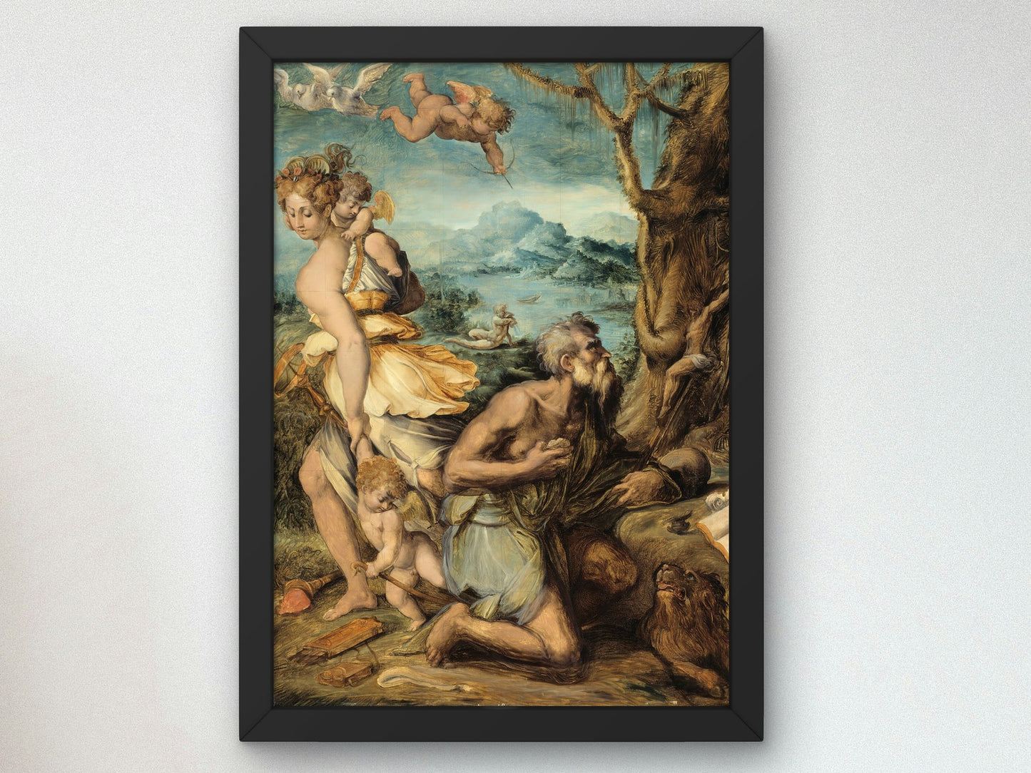 The Temptation of Saint Jerome by Giorgio Vasari 1541, Wall Art Print, Fine Art Reproduction, Museum Quality Decor, Poster