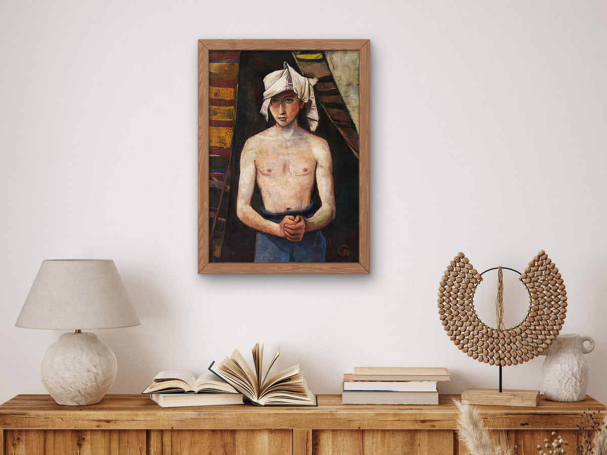 Young Man with Headscarf by Karl Hofer 1924, Wall Art Print, Fine Art Reproduction, Museum Quality Decor, Poster
