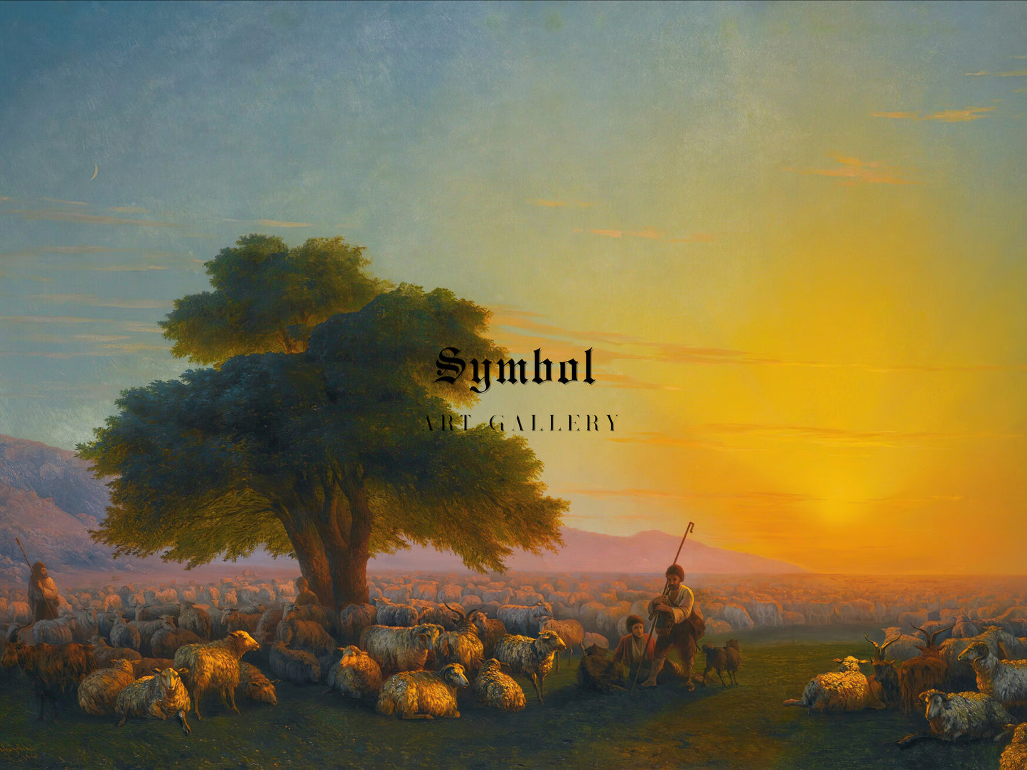 Shepherds with a Flock of Sheep by Ivan Konstantinovich Aivazovsky 1872, Wall Art Print, Fine Art Reproduction, Museum Quality Decor, Poster